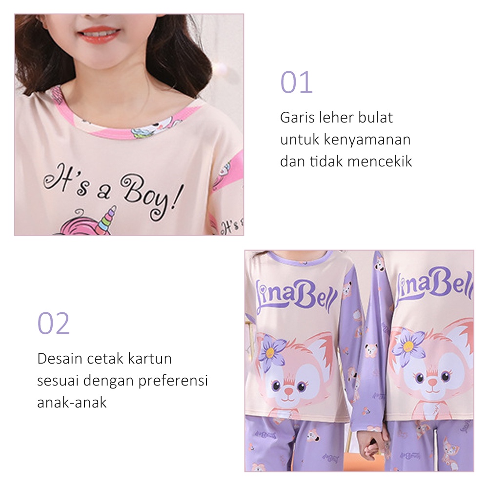 Halo Baby Piyama Setelan Baju tidur anak laki laki perempuan/Lengan Panjang Celana Panjang 3-8 tahun /Piyama Anak