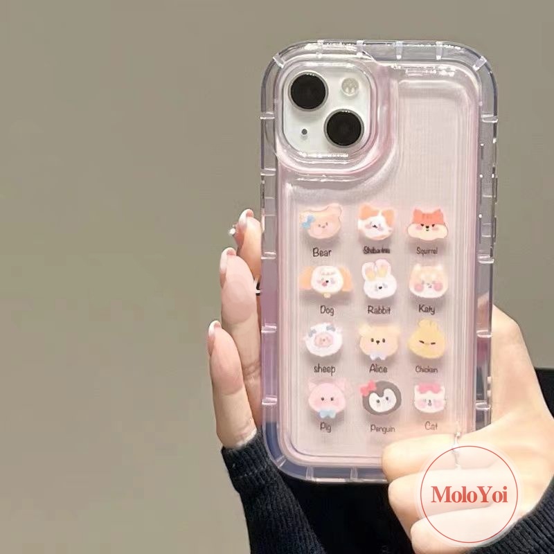 Ins Cherry Candy Kartun Hewan Lucu Beruang Katak Case Kompatibel Untuk IPhone 7Plus XR 11 14 13 12 Pro MAX 6 6S Plus X XS MAX Kawaii Phone Case Shell Lembut Tpu Shockproof Airbag Cover