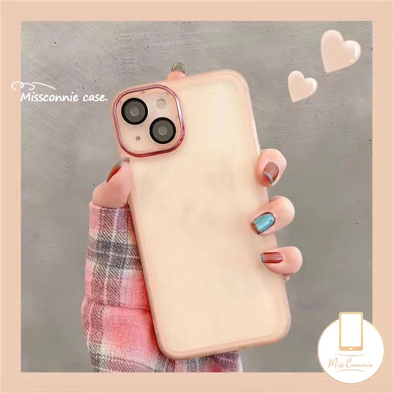 IPHONE Luxury Simple Plating Metal Len Phone Case Kompatibel Untuk Iphone11Xr 7Plus 8Plus 11 14 13 12 11 Pro Max X XS Max 7 8Plus Shockproof Shell Pelindung Lensa Kamera Back Cover