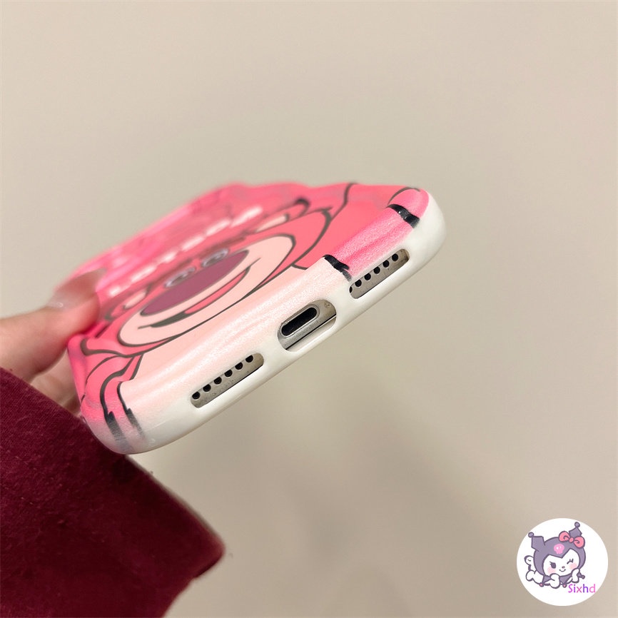 IPHONE Kompatibel Untuk Iphone14 13 12 11 Pro Max SE 2020 X XR Xs Max7 8 6 6s Plus 3D Cream Wave Edge Kartun Lucu Strawberry Bear Phone Case Lembut TPU Kamera Penutup Pelindung