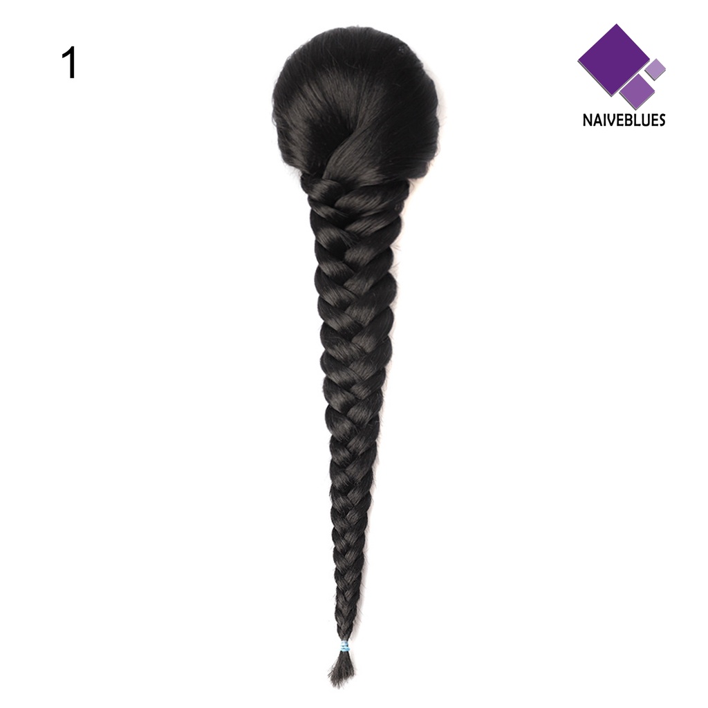 &lt; Naiveblues &gt; Kepang Plaited Women Hairpiece Lembut Memanjang Rambut Ultra Tulang Ikan Serut Sopak Perempuan