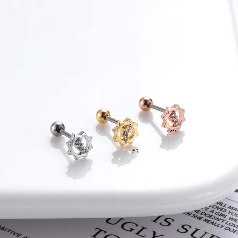 1biji Anting Stainless Steel 20Gauge Helix Tragus Tindik Anting Tulang Rawan Warna Emas Perak Herat Bentuk Mahkota