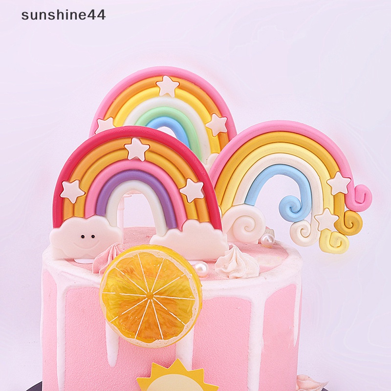 Sunshine Rain Dekorasi Kue Ulang Tahun Lucu Kartun Rain Cake Toppers Anak Perempuan Happy Rain Cloud Unicorn Birthday Cupcake Decor ID