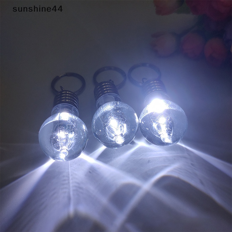 Sunshine Novelty Lighg Bohlam Lampu LED Mini Gantungan Kunci Key Ring Menyala Kunci Ring Lamp ID