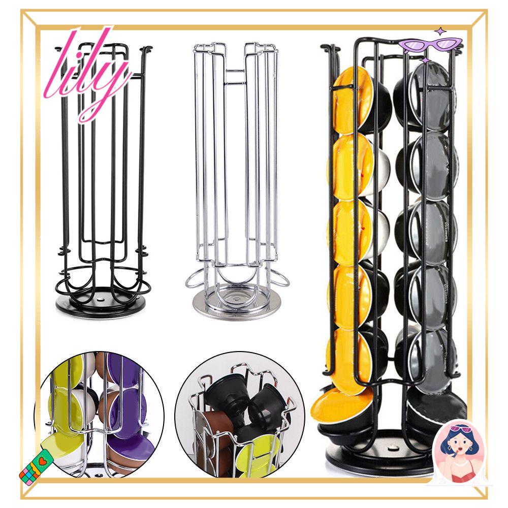 Lily 24Cups Rotatable Coffee Pod Holder Bar Aksesoris Coffee Bar Organizer Cup Holder Shelves Rak Tempat Pod Espresso