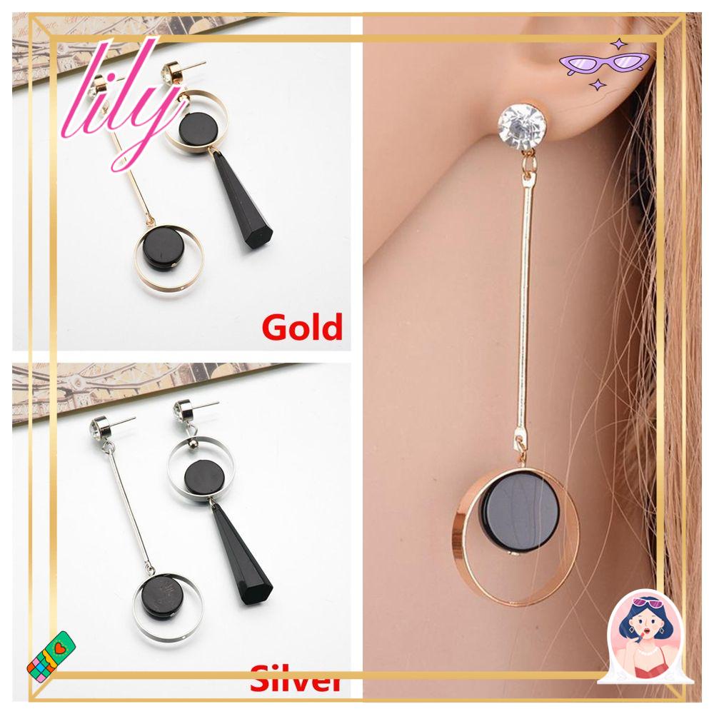 Lily 1pasang Menjuntai Anting Pesta Perhiasan Drop Asimetri Ear Stud