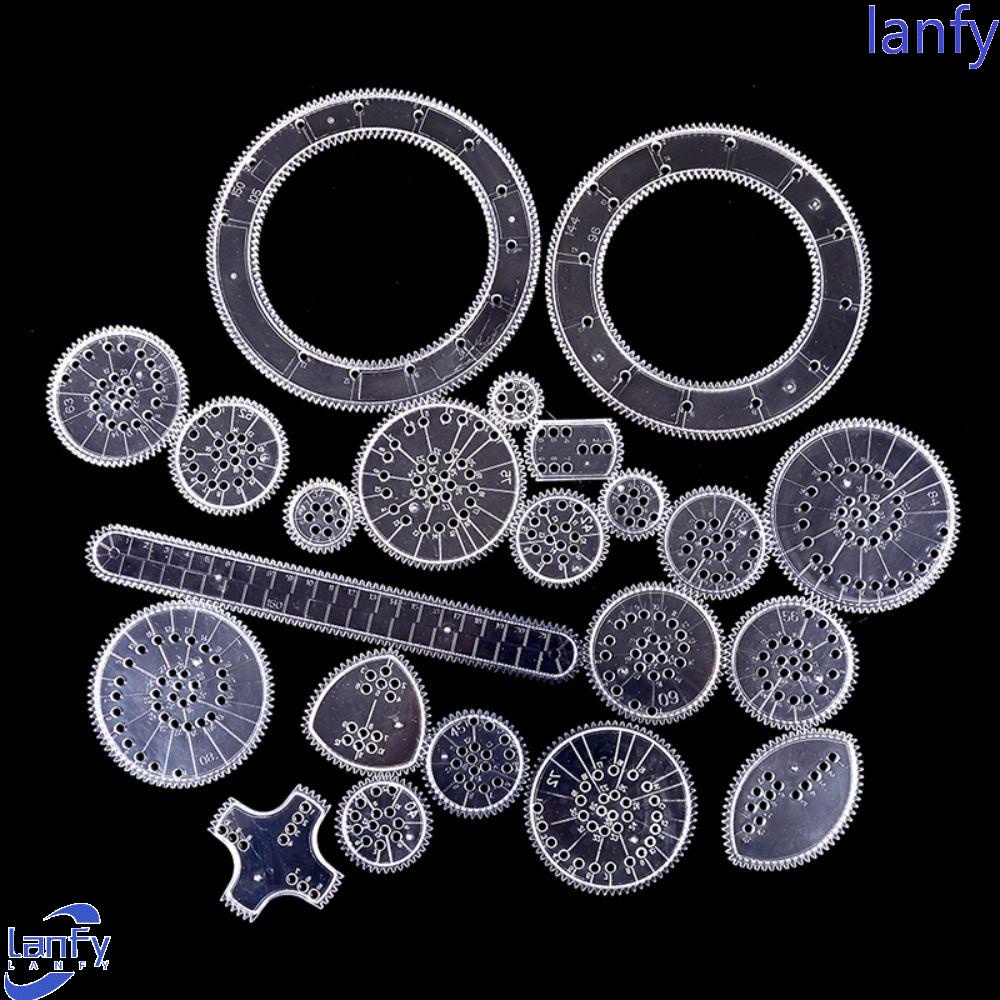 Lanfy Spirograph Mainan Gambar Set Menggambar Aksesoris Lukisan Interlocking Gears Roda Penggaris Geometris Mainan Desain Spiral Roda Menggambar Mainan Roda Alat Menggambar