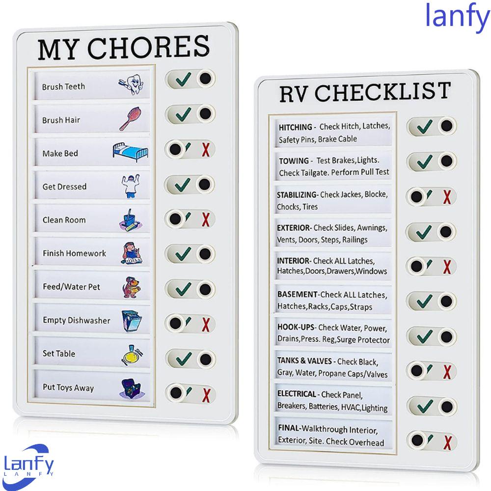 LANFY Portable Memo Checklist Note Board Adjustable Memo Boards Wall Hanging Checklist RV To do List Reminder Tool Home Travel Planning Hanging Board Chore List RV Check List Board