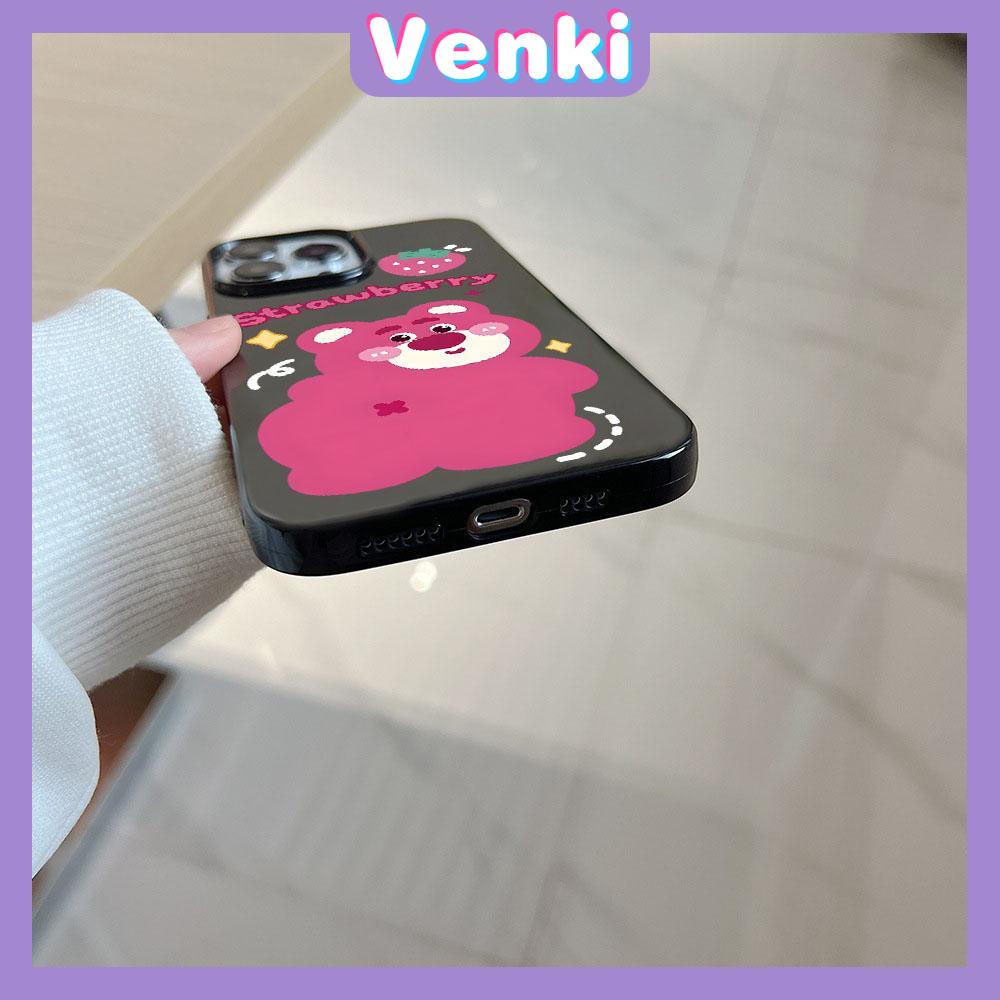 VENKI - For iPhone 14 Pro Max iPhone Cute Bear Glossy Black Case TPU Soft Shell Protection Shockproof Camera Compatible with iPhone 13 Pro max 12 Pro Max 11 xr xs max 7Plus 8Plus