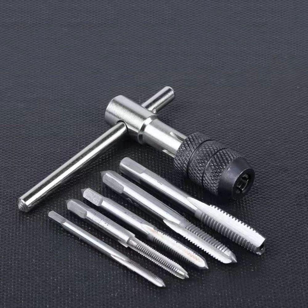 TOP 6pcs /Set Kunci T-Type Wrench Drill Set Praktis M3-M8 Obeng Tap Holder Hand Tools Drat Plug Tap