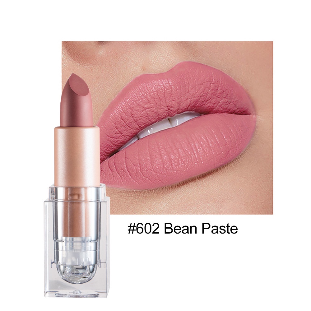 12 warna tidak mudah menghilangkan warna nude bean paste color powder lipstik matte es batu kecil