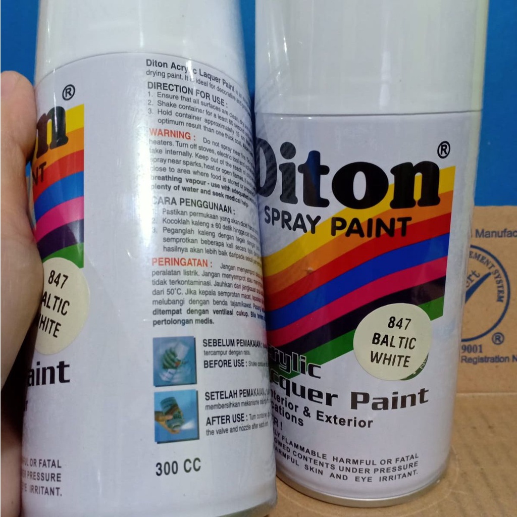 SOLID COLOURS DITON Spray Paint Acrylic Lacquer Paint Pilox Pilok Cat Semprot - 847 BALTIC WHITE / PUTIH TULANG (300cc / 300ml)