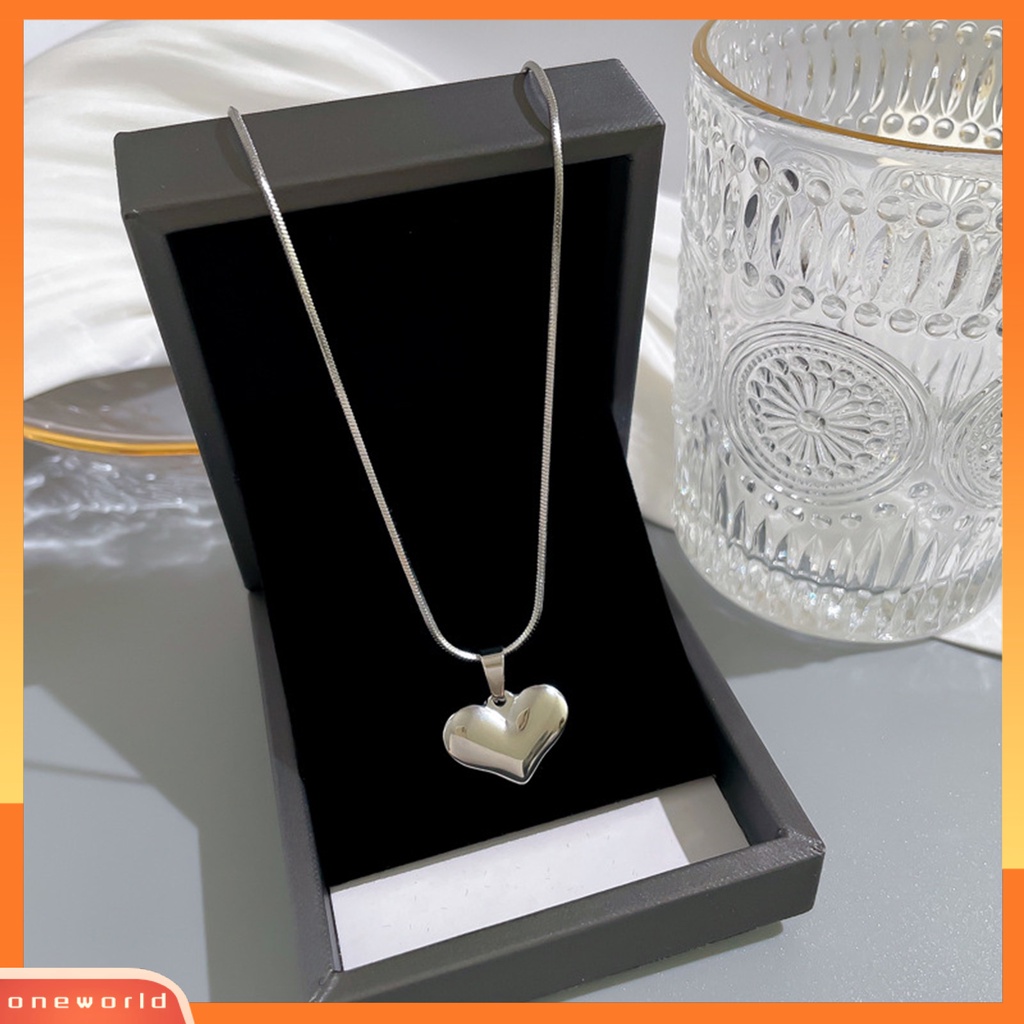 [EONE] Kalung Hati Stainless Steel Warna Silver Peach Heart 3D Charms Temperamen Dress-Up Perhiasan Rantai Wanita Klavikula Rantai Sweater Necklace Aksesoris Untuk Pesta
