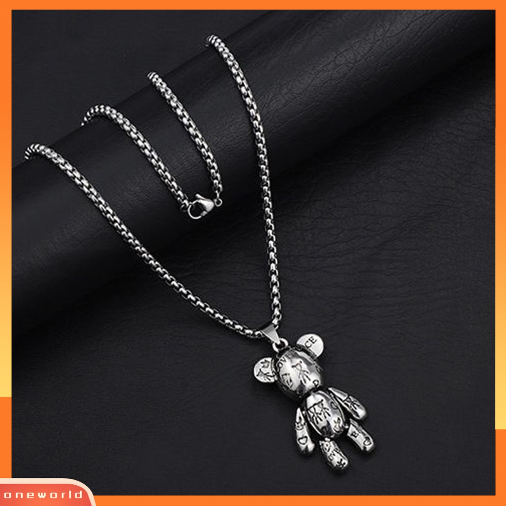 [EONE] Pria Kalung Hip Hop Punk Sendi Bergerak Hypoallergenic High Gloss Hadiah Fashion Perhiasan Robot Beruang Liontin Sweater Necklace Untuk Pesta