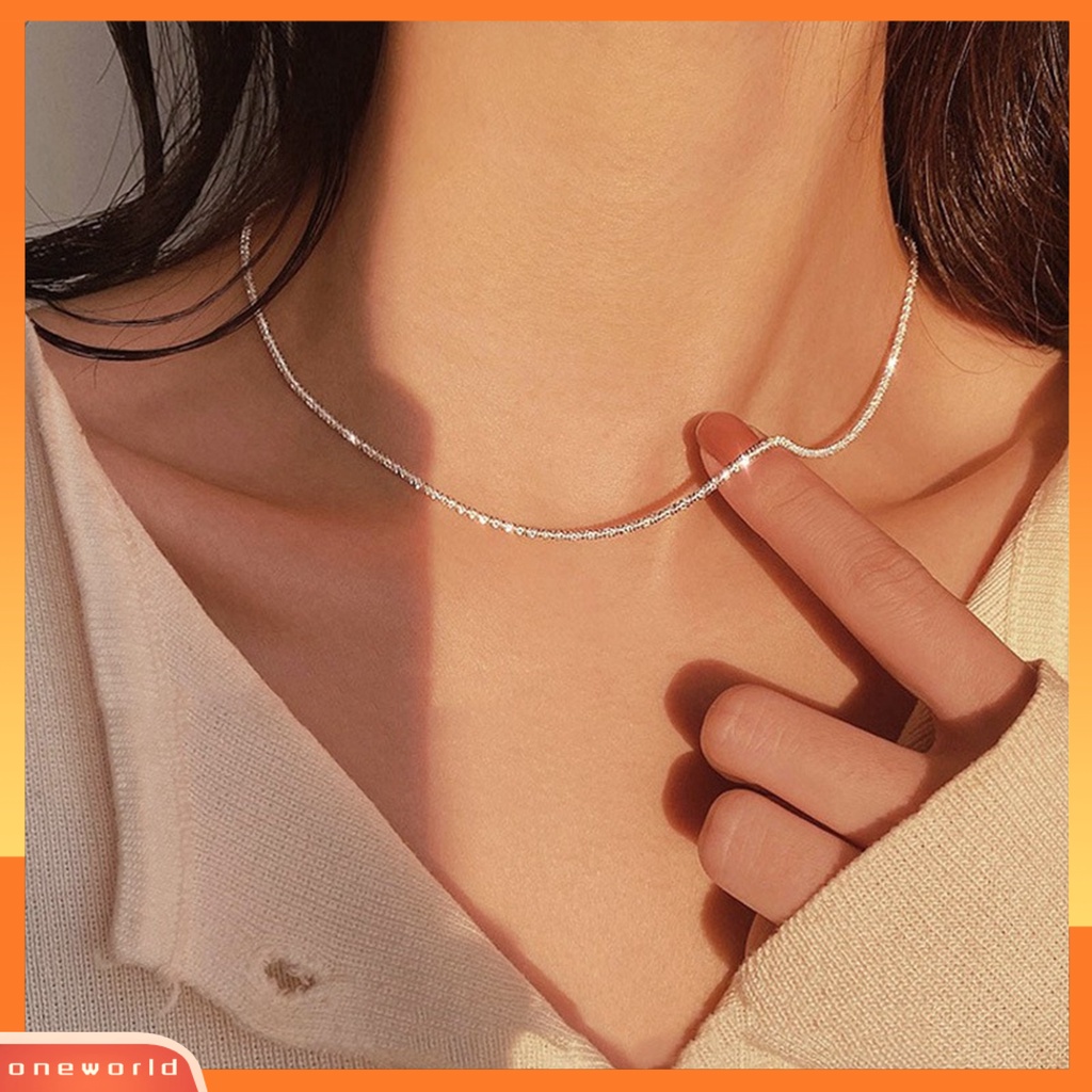 [EONE] Kalung Choker Kepribadian Kilau Terang Ada Liontin Temperamen Colorfast Dekorasi Pengerjaan Halus Populer Berkilau Klavikula Rantai Perhiasan Aksesori