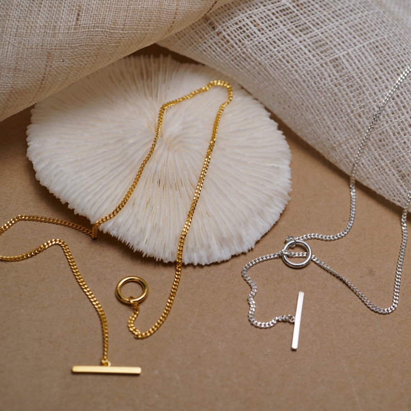 925 Sterling Silver Kalung 2.0 mm Rantai Samping 18 K Emas Wanita Sederhana Fashion OT Gesper Leherrantai Kerah Rantai Perhiasan Hadiah