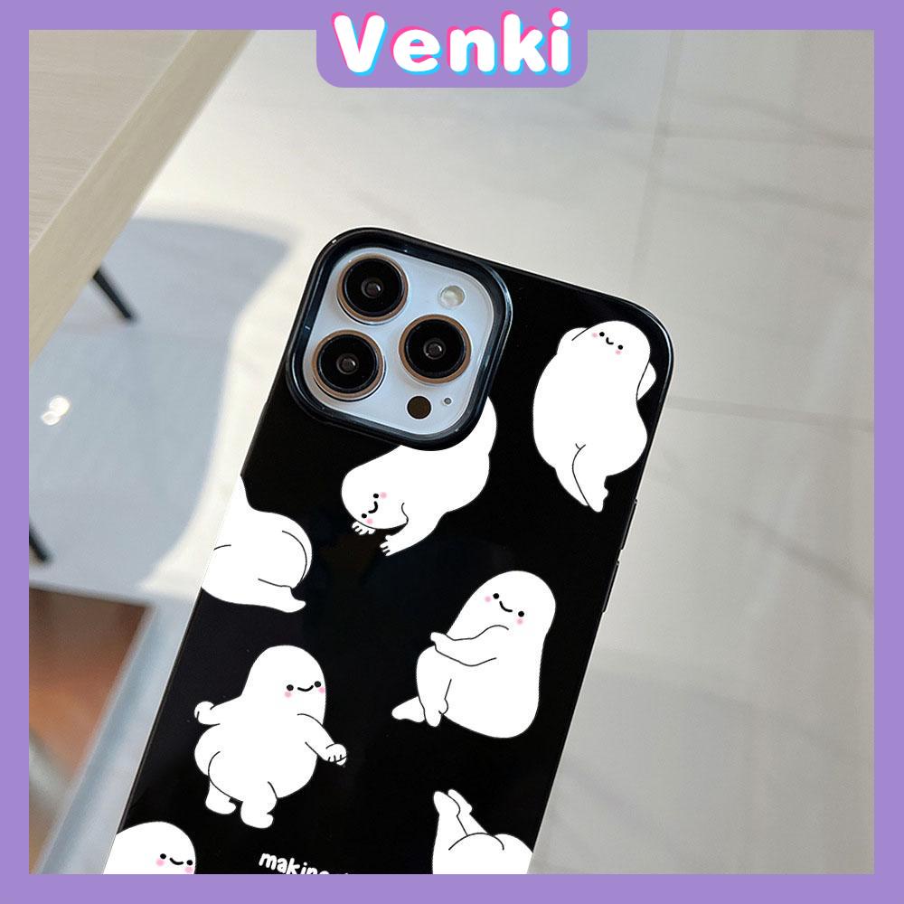 VENKI - For iPhone 11 iPhone Case Black Glossy TPU Soft Case Shockproof Protection Camera Abstract Cartoon Compatible with iPhone 14 13 Pro max 12 Pro Max xr xs max 7Plus 8Plus