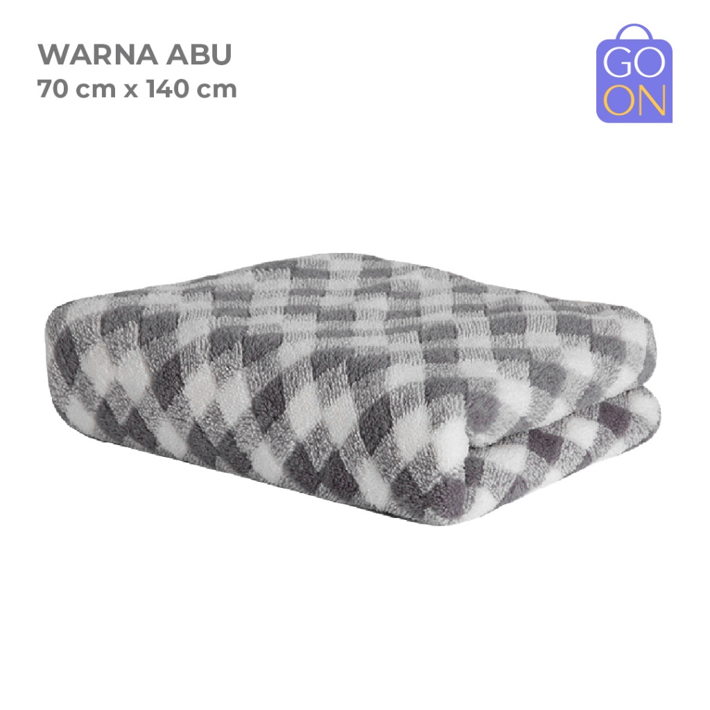 GO ONLINE Handuk Bulu Karang Pola Kotak Ukuran 70 cm X 140 cm | Handuk Wajah