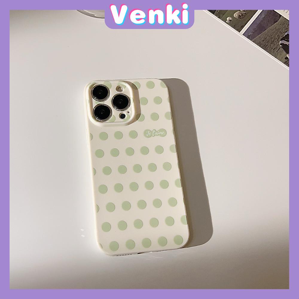 VENKI - For iPhone 11 iPhone Case White Glossy Film TPU Soft Shell Shockproof Phase Case Protection Green Polka Dot Compatible with iPhone 14 13 Pro max 12 Pro Max xr xs max 78Plus