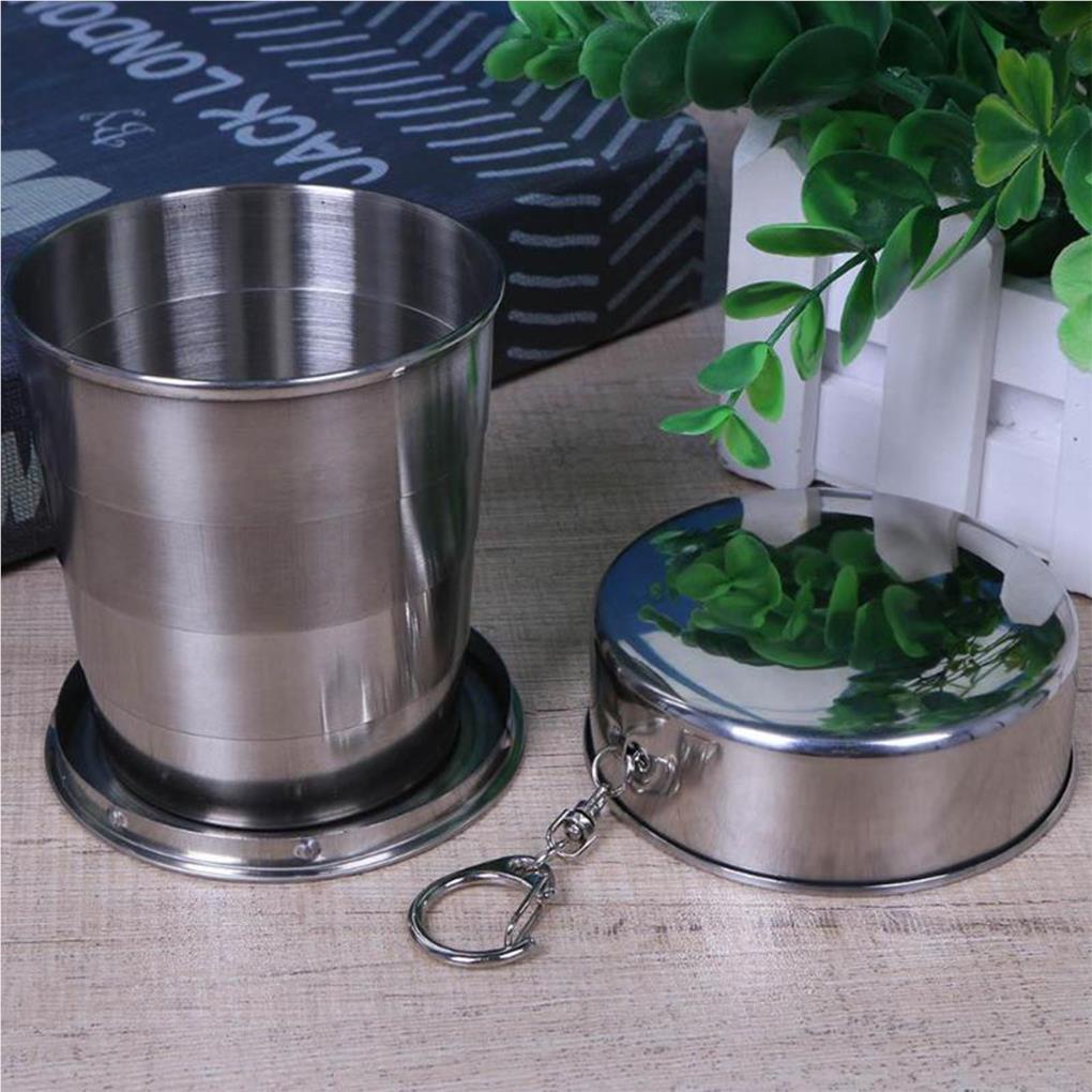 240ml Portabel Ditarik Cangkir Air Stainless Steel Anggur Gelas Lipat Gelas Mini Telescopic Folded Mug