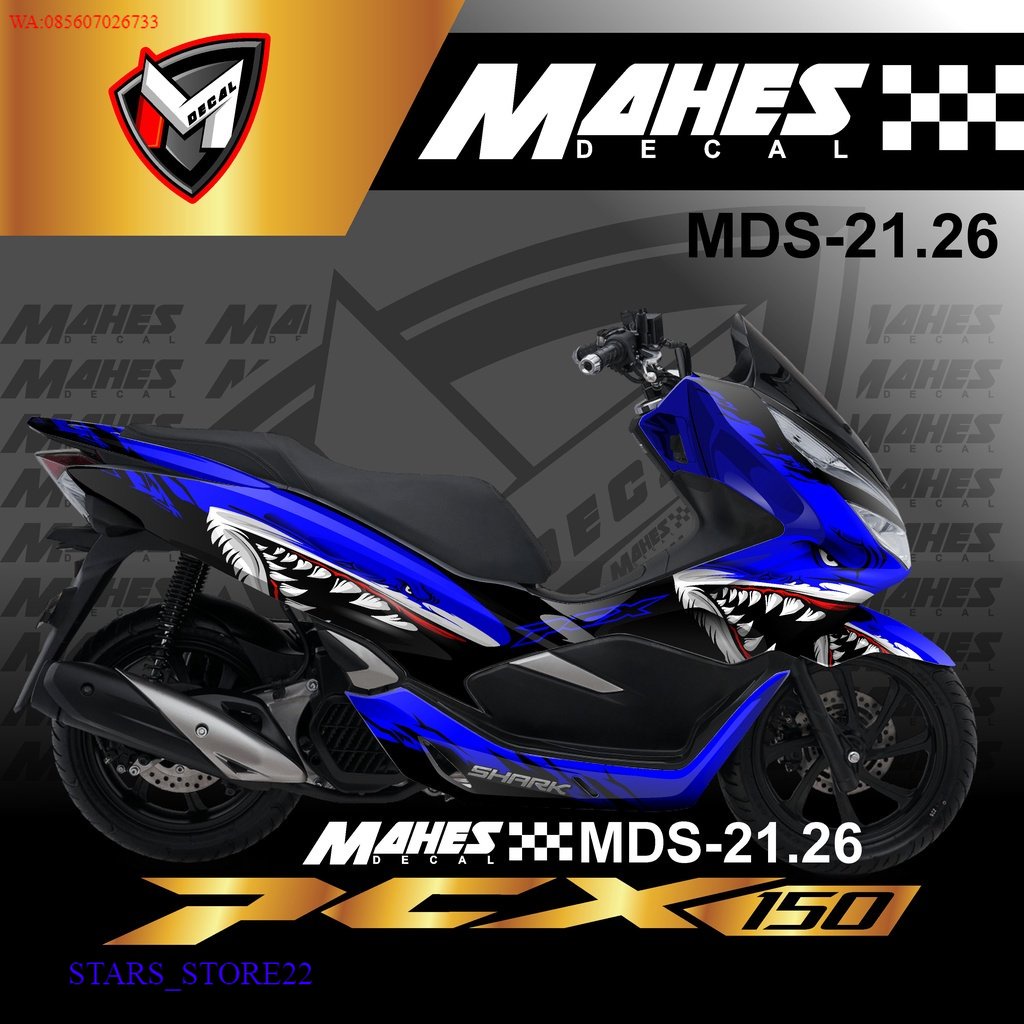 PREMIUM Decal Sticker Honda PCX 150 Fullbody  Dekal PCX 150 New Desain shark hiu MD 21.26