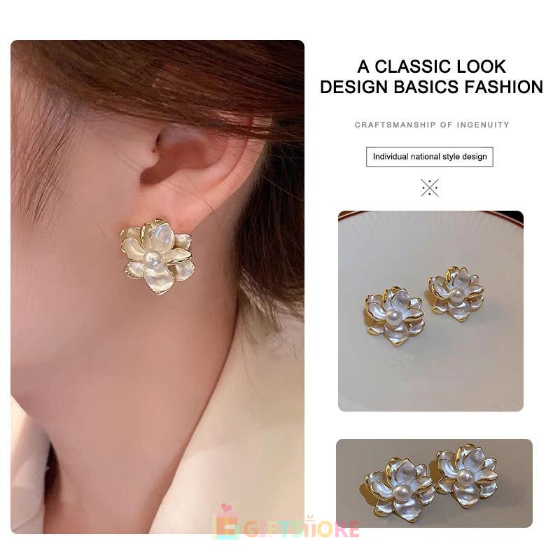 ✨COD Anting bunga besar 3D aksesori wanita  anting-anting vintage anting-anting jahitan perak 925-GS