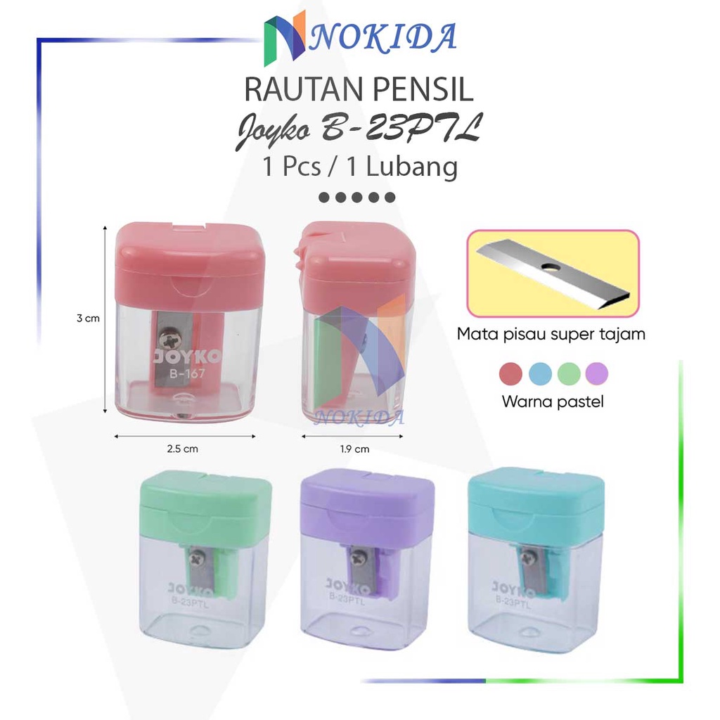 

Nokida Rautan Pensil B-23PTL Joyko [1 Pcs] Pencil Sharpener / Serutan Pinsil Kerokan Pengsil Pingsil