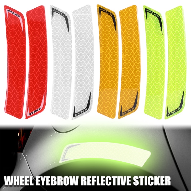 2pcs Bemper Alis Roda Mobil Anti-Tabrakan Strip Tahan Air Decal Peringatan Tape Reflektif Stiker Safety Mark Auto Dekorasi