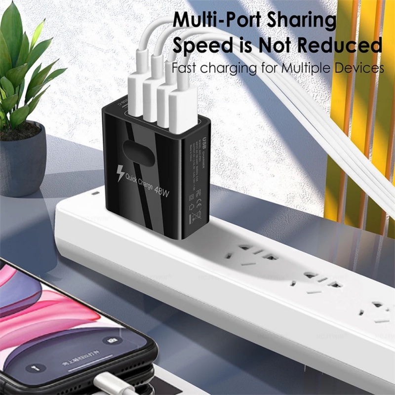 Charger 5in1 4USB Charger 48W Charger Multi port PD Fast Charger 4U+PD