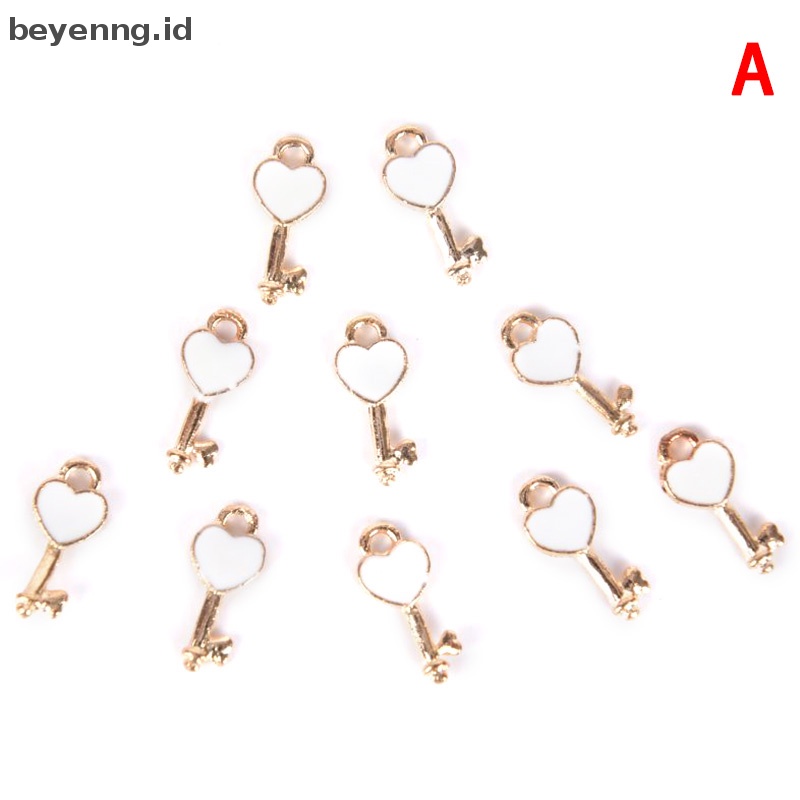 Beyen 10Pcs/Set Enamel Alloy Love Lock Kunci Ch Liontin Perhiasan DIY Membuat Craft ID