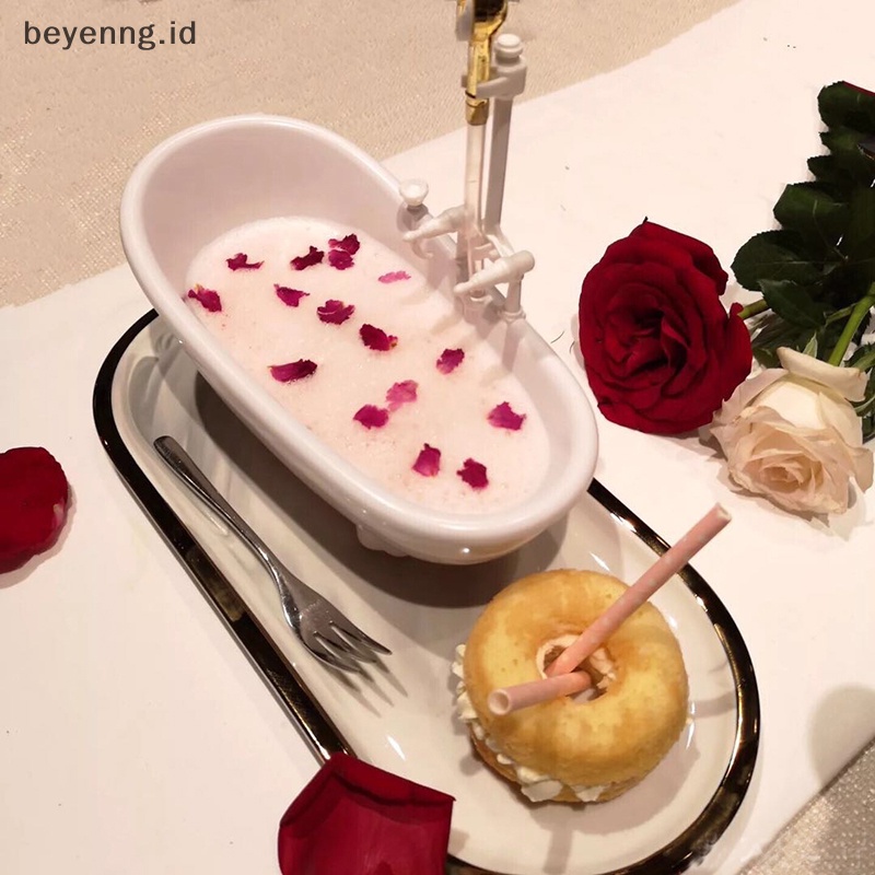 Beyen Peralatan Makan Kreatif Cangkir Minuman Milkshake Cold Drink Dish White Bathtub ID