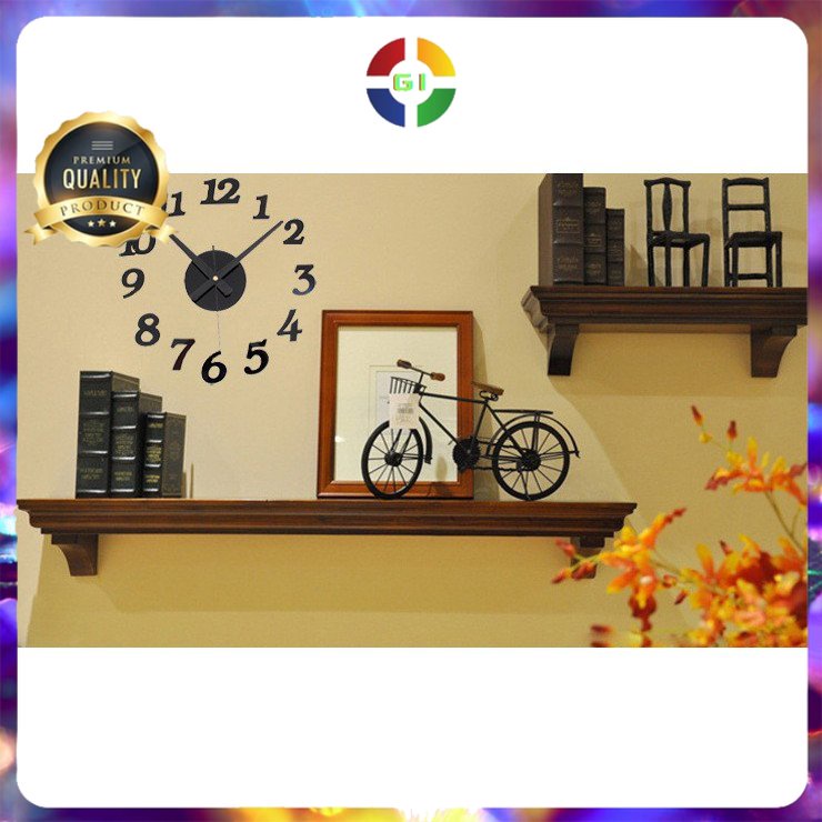 Jam Dinding DIY Giant Wall Clock Quartz 30-50cm Black