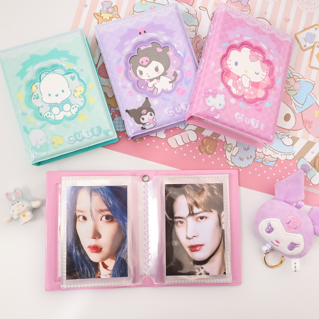 Galicici Sanrio Same Style Card Album/Album Penyimpanan Flower Hollow/Kuromi/Pochacco/Star Chasing Card Album Foto