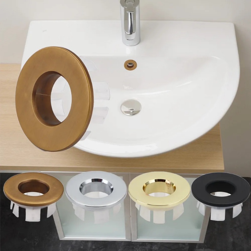 4warna Penutup Lubang Overflow Wastafel Bulat Tembaga/Wash Basin Overflow Insert Pengganti Topi Aksesoris Kamar Mandi
