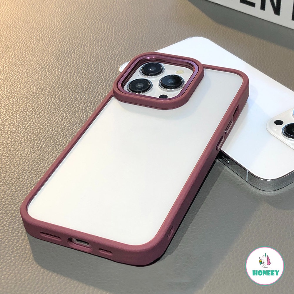 IPHONE Luxury Shockproof Armor Metal Button Case on Untuk Iphone14Plus13 12 11 Pro Max Perlindungan Lensa Kamera Bening Matte PC Cover