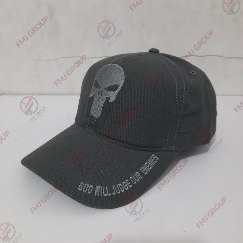 Topi Baseball Punisher Abu Hitam Canvas