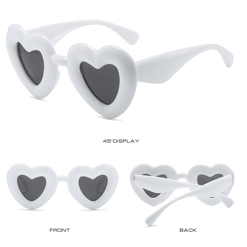 (YUZHU) Y2k Bubble Love Kacamata Hitam Untuk Wanita Warna Permen Lucu Peach Heart Party Sunglasses