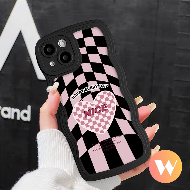 Untuk Redmi Note11 9s 9 10 Pro 10s 11s 8 Redmi A1 9T 9A 9C 10 10C A1+12C 9 10A Mi 11T Pro POCO M3 NFC Pro X3 Wavy Edge Soft Tpu Ins Fashion Cool Checkerboard Nice Love Case Hati