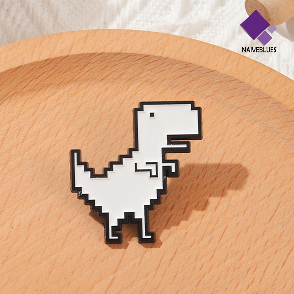 &lt; Naiveblues &gt; Bros Dinosaurus Retro Pixel Geometris Pin Dinosaurus Putih Aksesoris Elegan Lencana Hewan Yang Indah