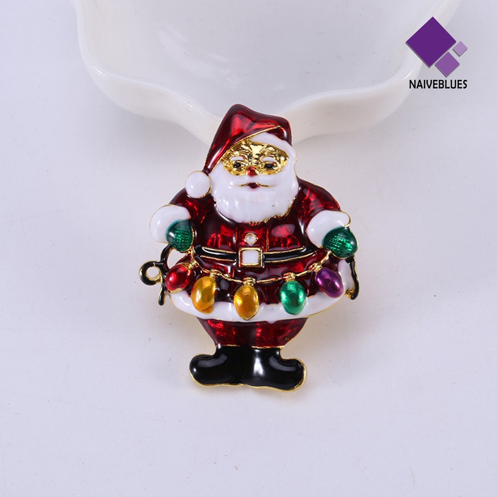 &lt; Naiveblues &gt; Bros Natal Multicolor Meriah Gambar Kartun Shiny Hias Enamel Claus Breastpin Hadiah Fashion