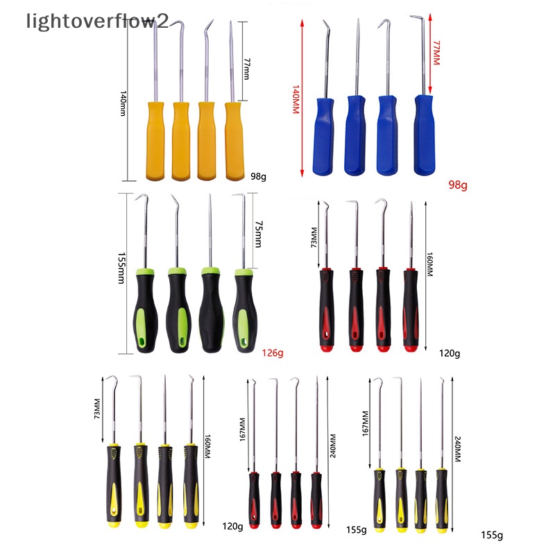 [lightoverflow2] 4pcs Auto Car Pick and Hook Set O Ring Oil Seal Gasket Puller Remover Craft [ID]