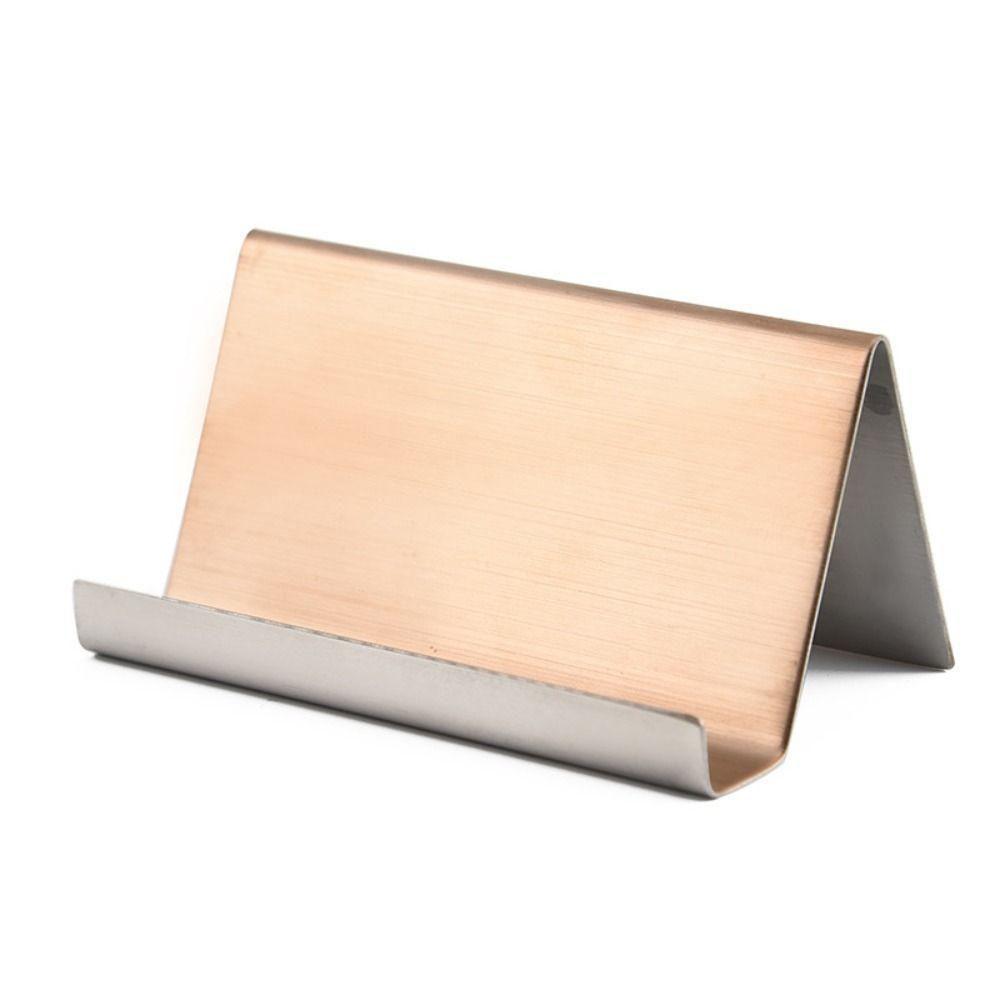 Lanfy Pemegang Kartu Nama 4warna Aksesori Meja Mode High-End Stainless Steel Perlengkapan Kantor Memo Card Holder