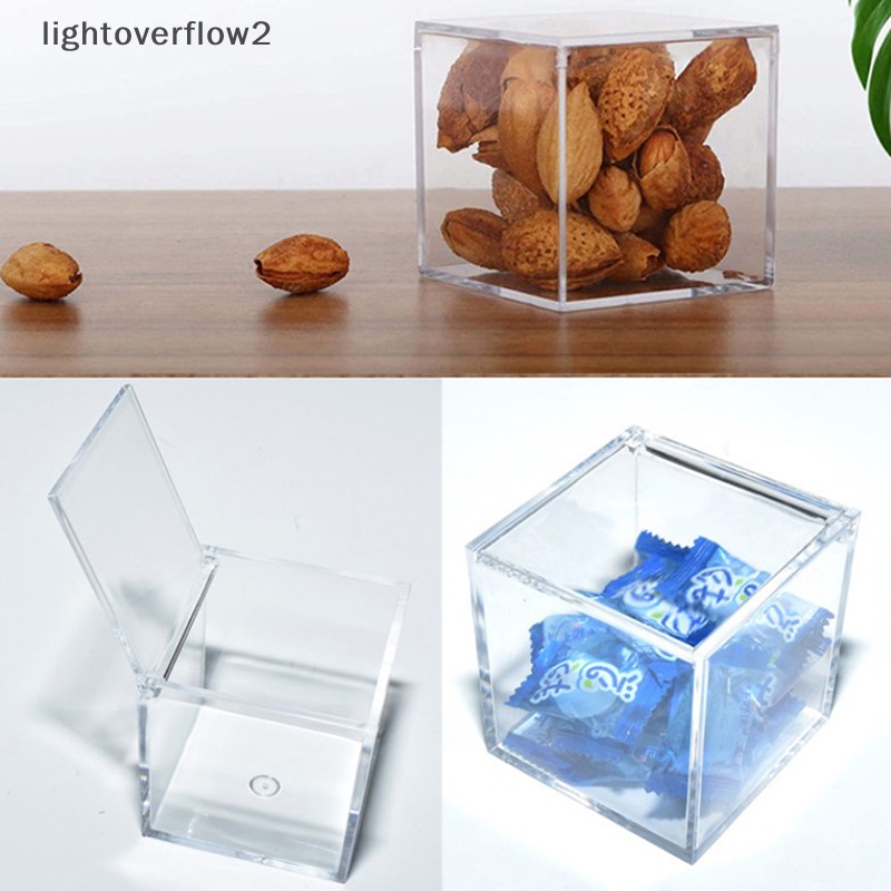 [lightoverflow2] Clear Acryl Cube Favor Box of Plexi Acrylic Glass Plastic Storage Pesta Pernikahan Paket Hadiah Organizer Penggunaan Kantor Rumah [ID]