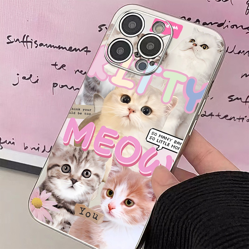 IPHONE Lovely Dog Soft Phone Case Kompatibel Untuk Iphone14 13 12 Pro Max 11 XS XR X8 7 6S Plus Casing Mini Electroplate TPU Silikon Shockproof Cover