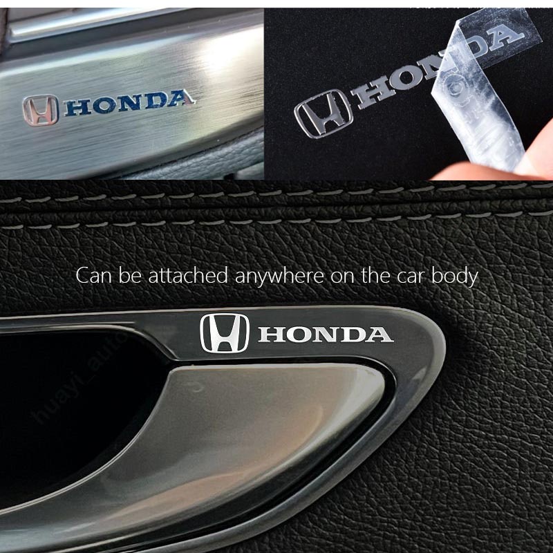 Honda Logo 3D Exterior Metal Sticker Interior Mobil Stiker Hias Spion Jendela Kreatif Stiker Untuk Kota Civci Fit Jazz HRV BRV CRV Brio Accord Lead mobilio Mugen