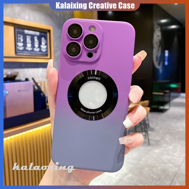 Casing Ponsel Warna Gradasi Dengan Film Perlindungan Lensa Untuk IPhone 13 Pro Max12 11 Pro Max Fungsi Magnetik Hard Back Cover