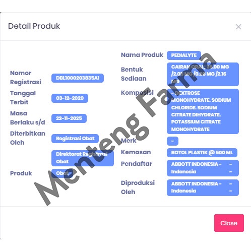 Pedialyte Original 500 mL - Pengganti Cairan Tubuh