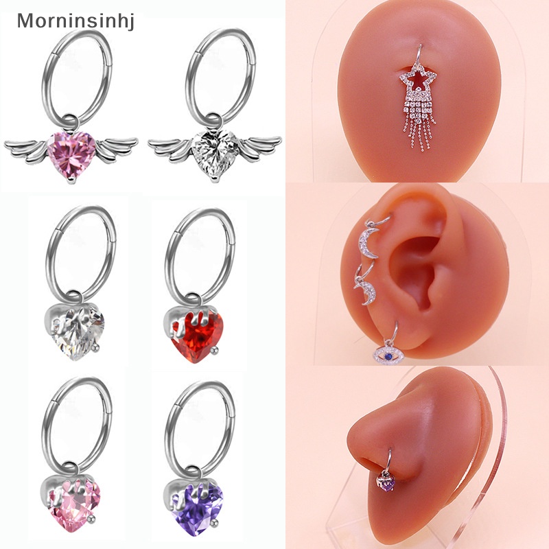 Mornin Cincin Hidung Kupu-Kupu Berbentuk Hati Sayap Bulan Cincin Perut s Anting Mata Perhiasan Anti Karat Serbaguna Ear Cuff id