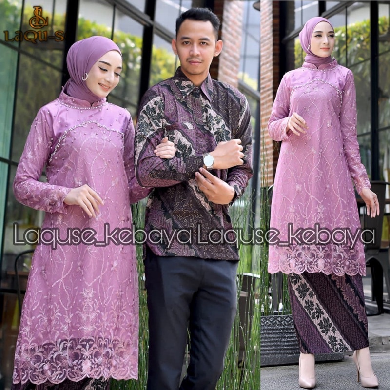 Setelan Kebaya Tunik Model Payet Batik Couple Modern Terbaru Outfit Pasangan Kondangan Wisuda By Laq