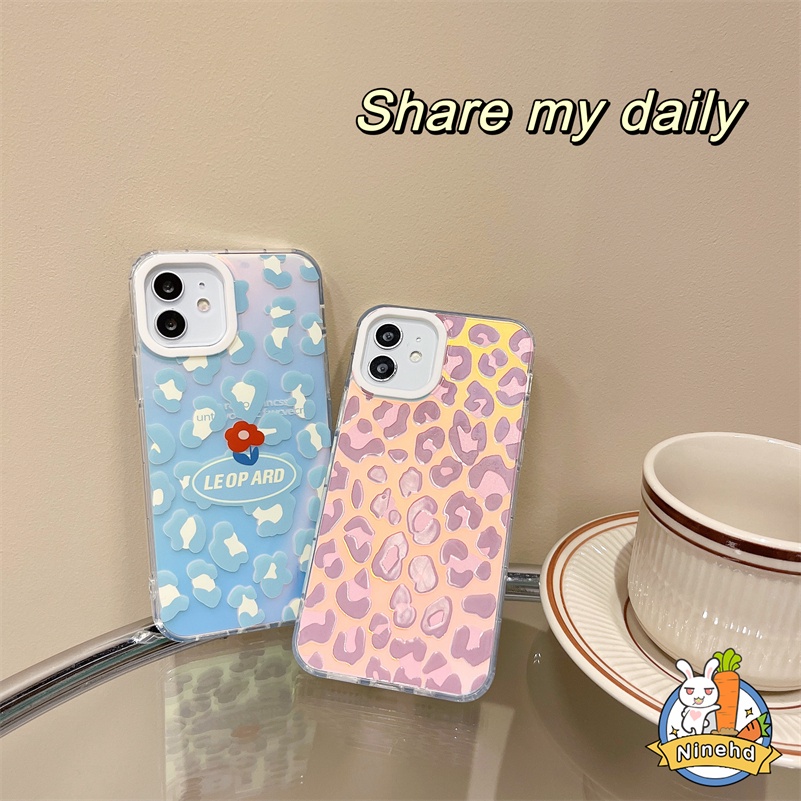 IPHONE Casing Motif Leopard Kepribadian Mewah Kompatibel Untuk Iphone14 13 12 11 Pro Max X Xr Xs Max8 7 Plus SE 2020 Laser Shockproof Transparet Phone Case Lembut Silikon Bumper Penutup Belakang